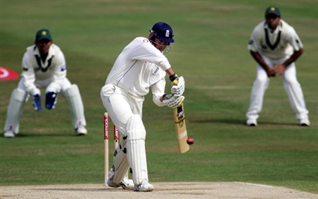 Marcus Trescothick drives the ball