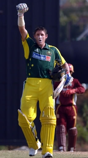 Hussey celebrates his century