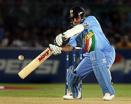 Tendulkar plays a shot