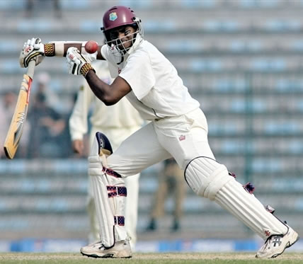 Chanderpaul plays a shot