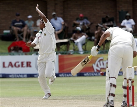 Ntini celebrates the wicket of Inzamam