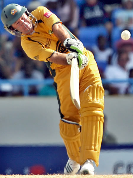 Ricky Ponting hits a boundary