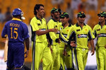 Pakistan players celebrate their victory over Sri Lanka