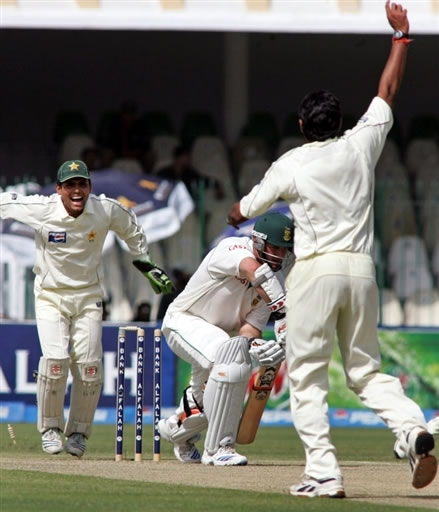 Graeme Smith is bowled by Danish Kaneria