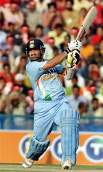 Sachin Tendulkar plays a cover drive