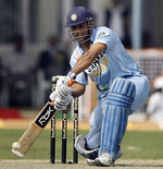 Dhoni plays a shot