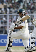 Younis Khan plays a sweep shot