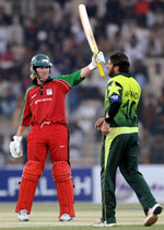 Brendan Taylor celebrates his fifty