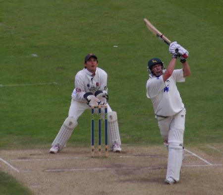 David Hussey en route to his 275 for Nottinghamshire