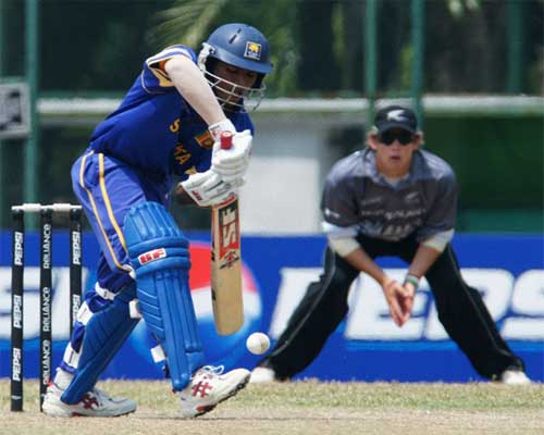 MDKJ Perera plays the ball against New Zealand