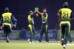 Sohail Tanvir celebrates the wicket of Shahriar Nafees