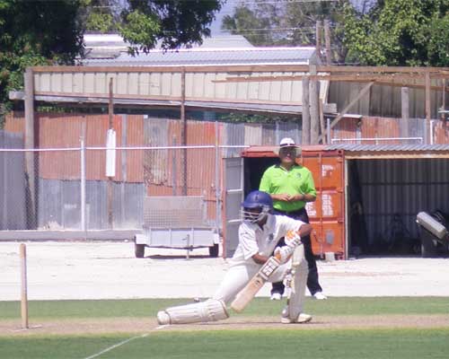 Keithal Goonasagarn batting for Malaysia against West Indies at Kensington Oval