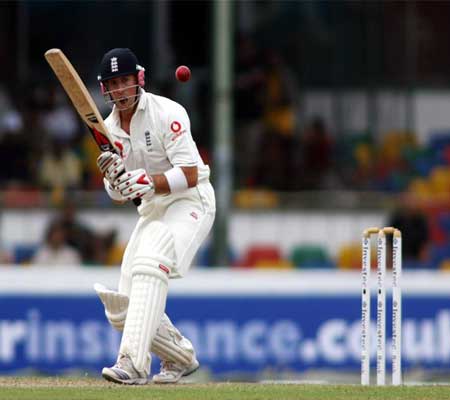 Matthew Prior plays a shot during a test match in Sri Lanka