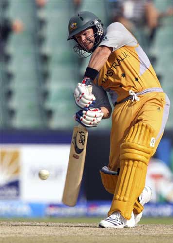 Brad Hodge plays a shot during their ICC World Twenty20