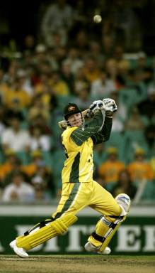 Michael Clarke smacks a ball to the off