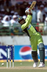 Abdul Razzaq drives for a four on his way to 88