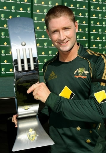 Michael Clarke poses with the trophy