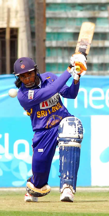 Shashikala Siriwardene plays a shot against Pakistan Women