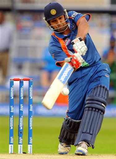 Rohit Sharma plays a shot