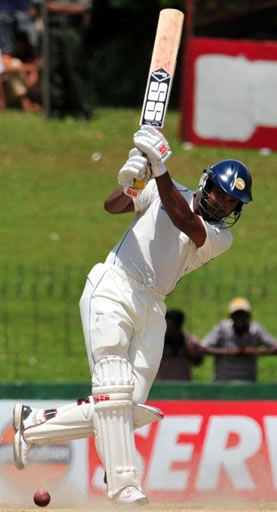 Sangakkara plays an on drive