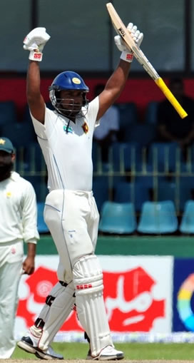 Sangakkara celebrates his century