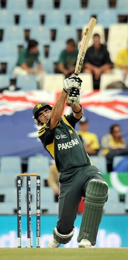 Misbah-ul-Haq plays a shot