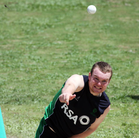 Paul Stirling bowling in the nets 