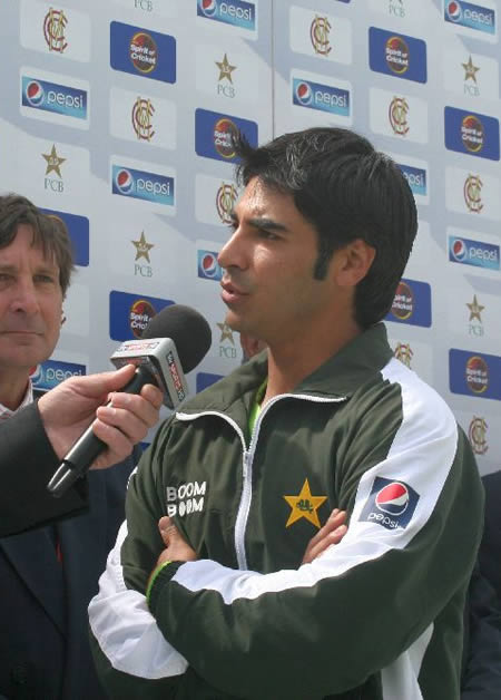 Salman Butt speaks during presentation at the end of 2nd Test