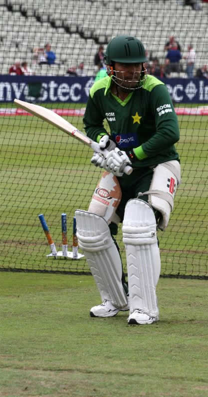 Umar Akmal batting during net practice