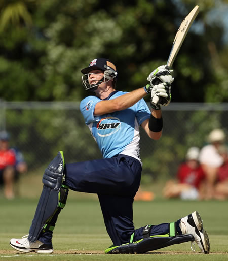 Martin Guptill plays shot in practice match