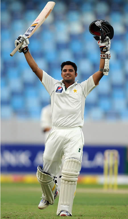 Azhar Ali celebrates his maiden Test ton