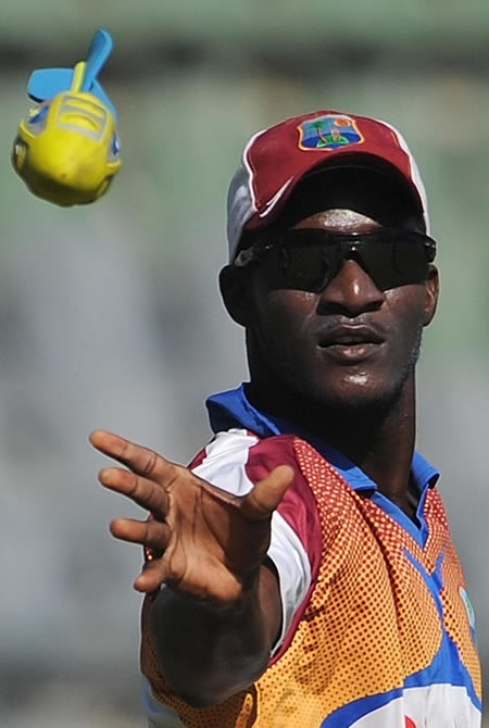 Darren Sammy at a training session ahead of the third Test