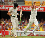 Peter Siddle celebrates having Martin Guptill caught behind