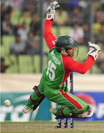 Mushfiqur Rahim misses the ball