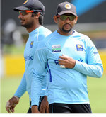 Kumar Sangakkara and Tillakaratne Dilshan during practice