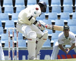 Tharanga Paranavitana gets hit by a short ball