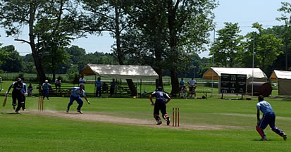 Batsmen starting to run for the tying run