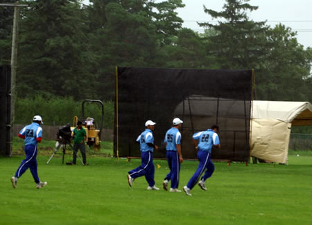 Western Stallions players running off the field