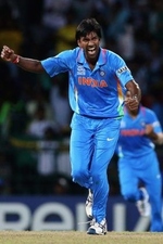 L Balaji celebrates after taking a wicket