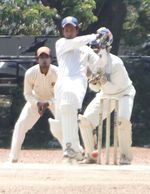 Jithin Ramachandran playing a shot 