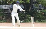 Balu Biju hits a boundary