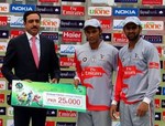 Both Raza Hasan (bowling) and Shoaib Malik (batting) get the Man of the Match award
