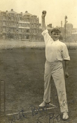 Fred Preedy demonstrates his bowling action