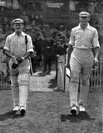 CE Pellew (left) and JM Gregory coming out to continue their innings