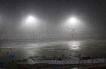 A view of the Shere Bangla National Stadium while it was raining