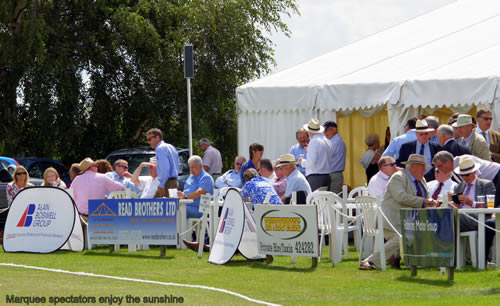 Marquee spectators enjoy the sunshine