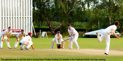 Ryan Findlay bowls on a turning track