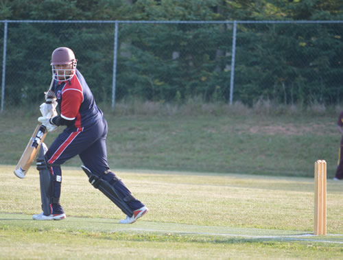 Jason Gulab of Quebec steers the ball to the offside