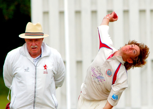 Sam Thelwell bowling for Swardeston