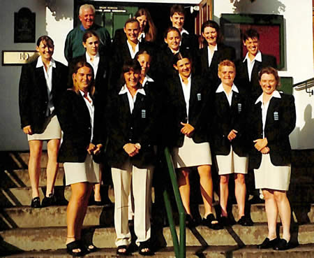 England Women team with umpire David Shepherd